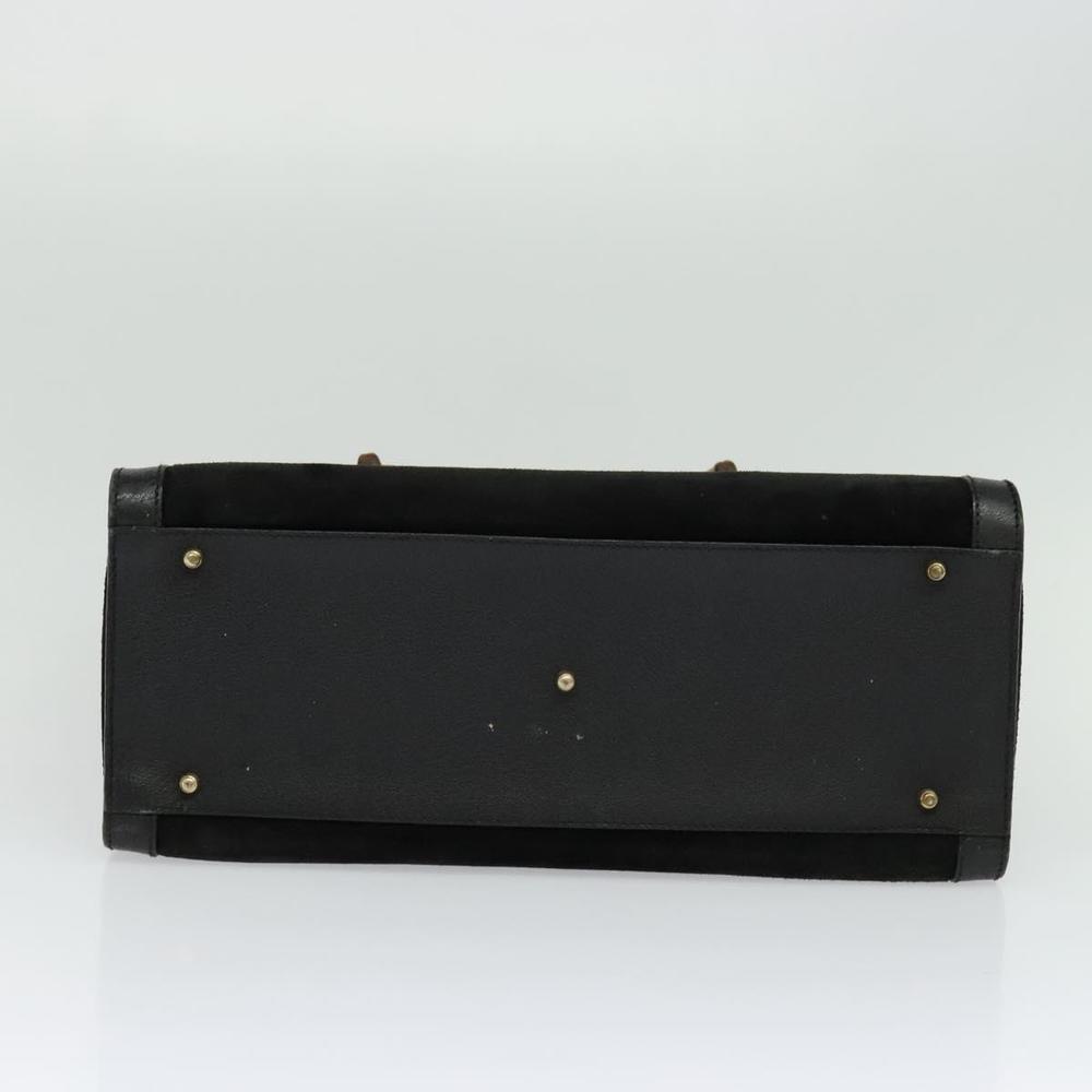 GUCCI Bamboo Hand Bag Suede Black Gold 002 1186 0260 Auth ep8145 - Picture 9 of 16